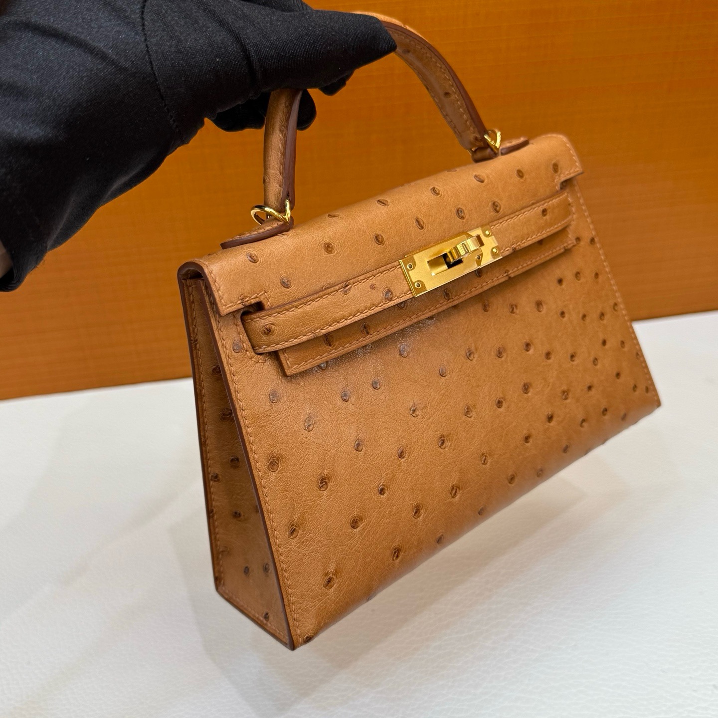 Mini KL Ostrich c37 Gold