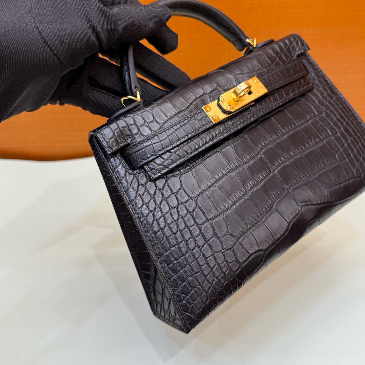 Mini KL Matte Crocodile C89 Noir