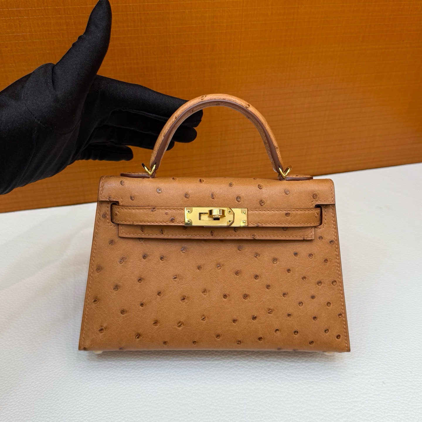 Mini KL Ostrich c37 Gold