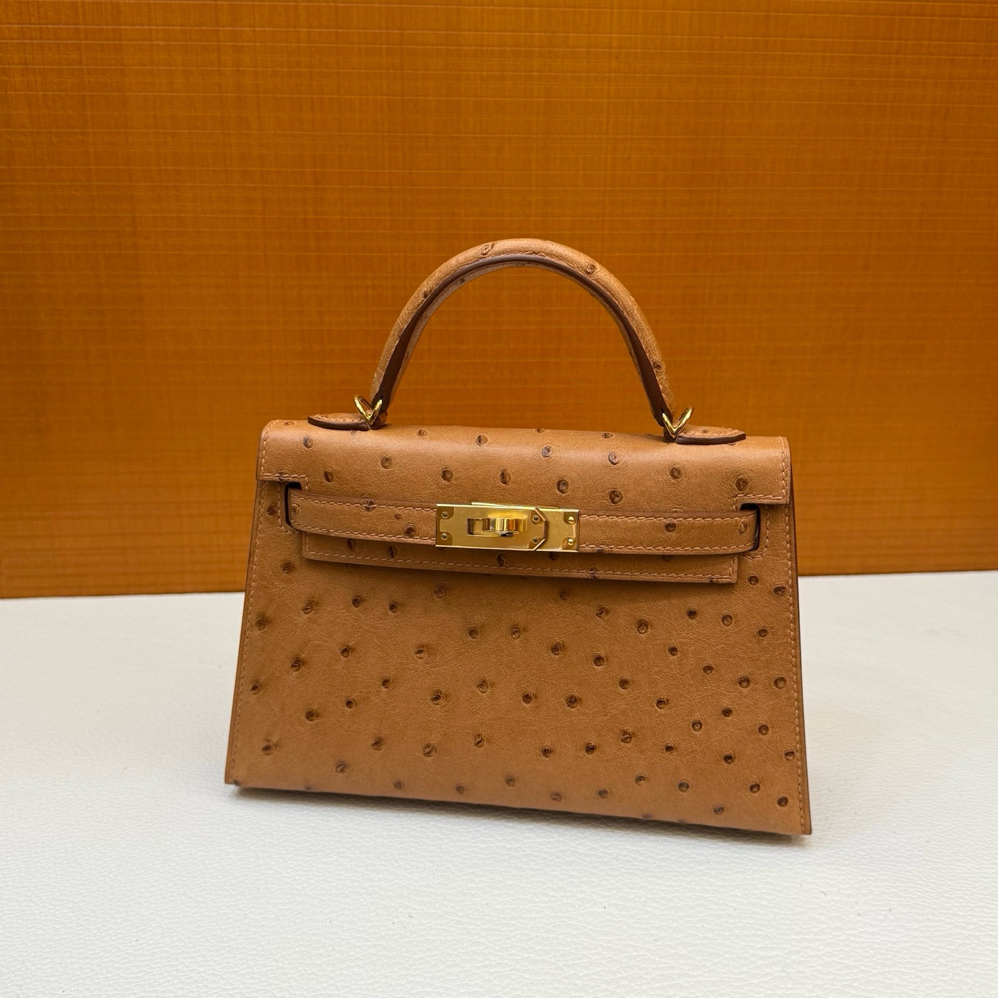 Mini KL Ostrich c37 Gold