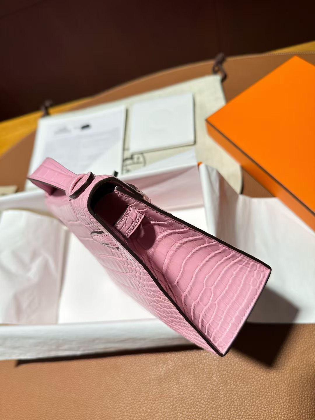 KL Pochette Matte Crocodile 5P Pink
