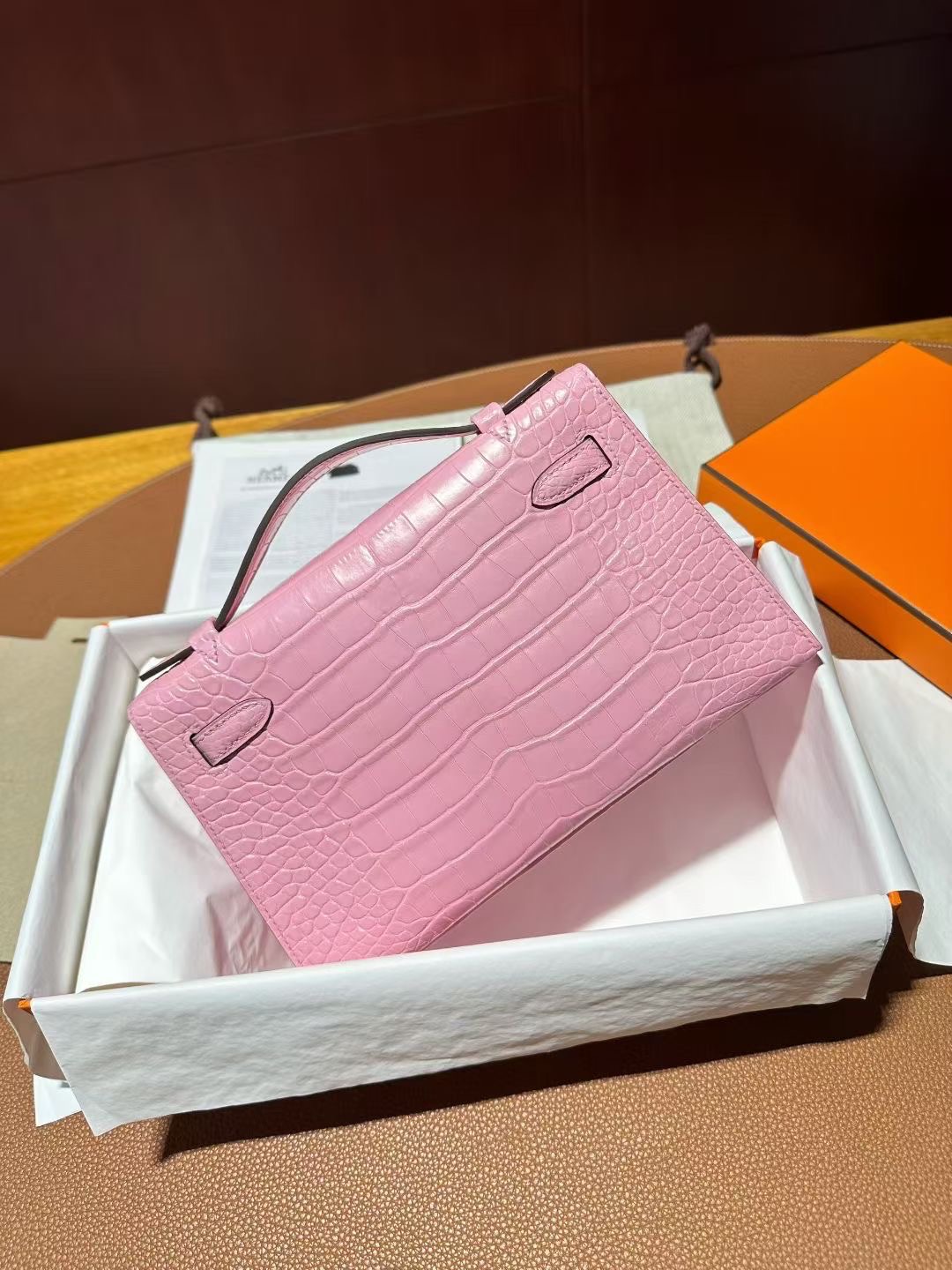KL Pochette Matte Crocodile 5P Pink