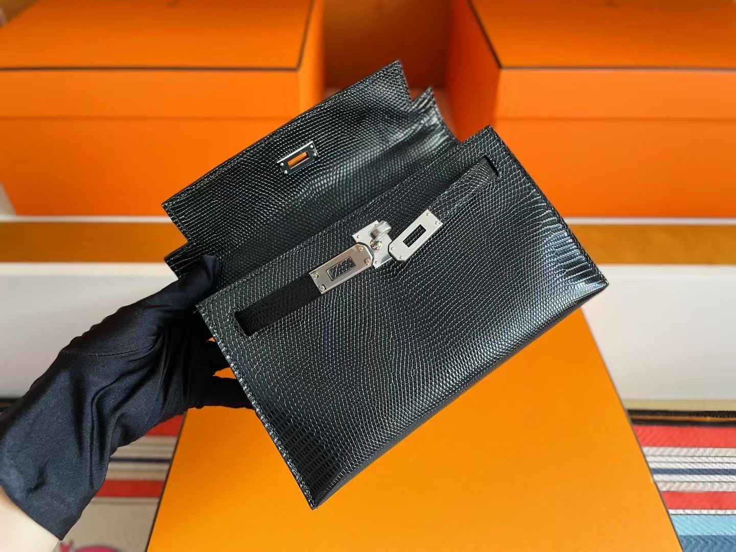 KL Pochette Lizard Ck89 Noir PHW