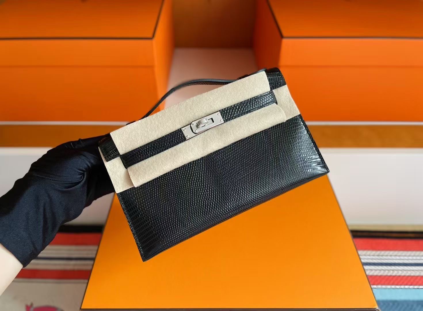 KL Pochette Lizard Ck89 Noir PHW