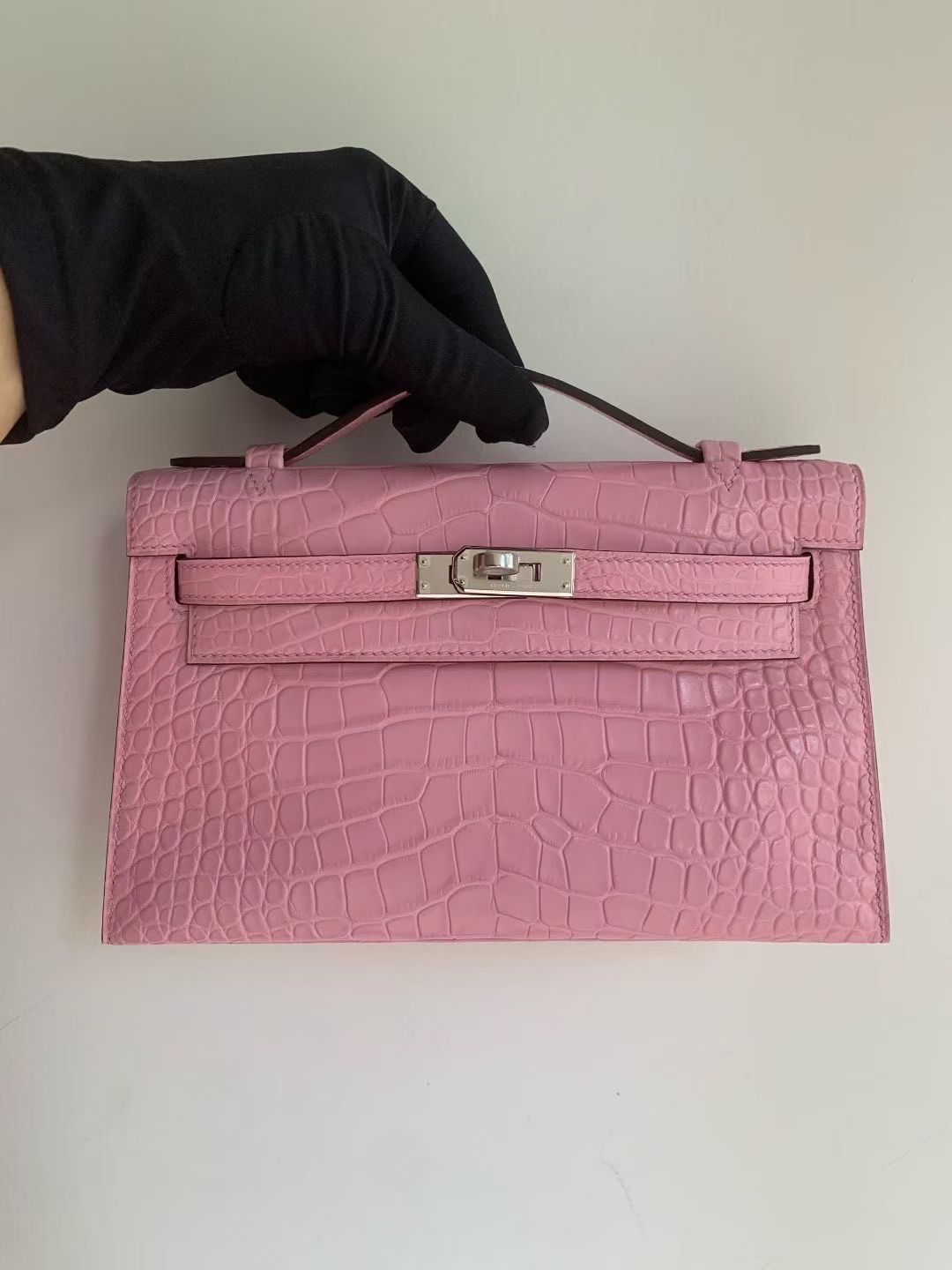 KL Pochette Matte Crocodile 5P Pink