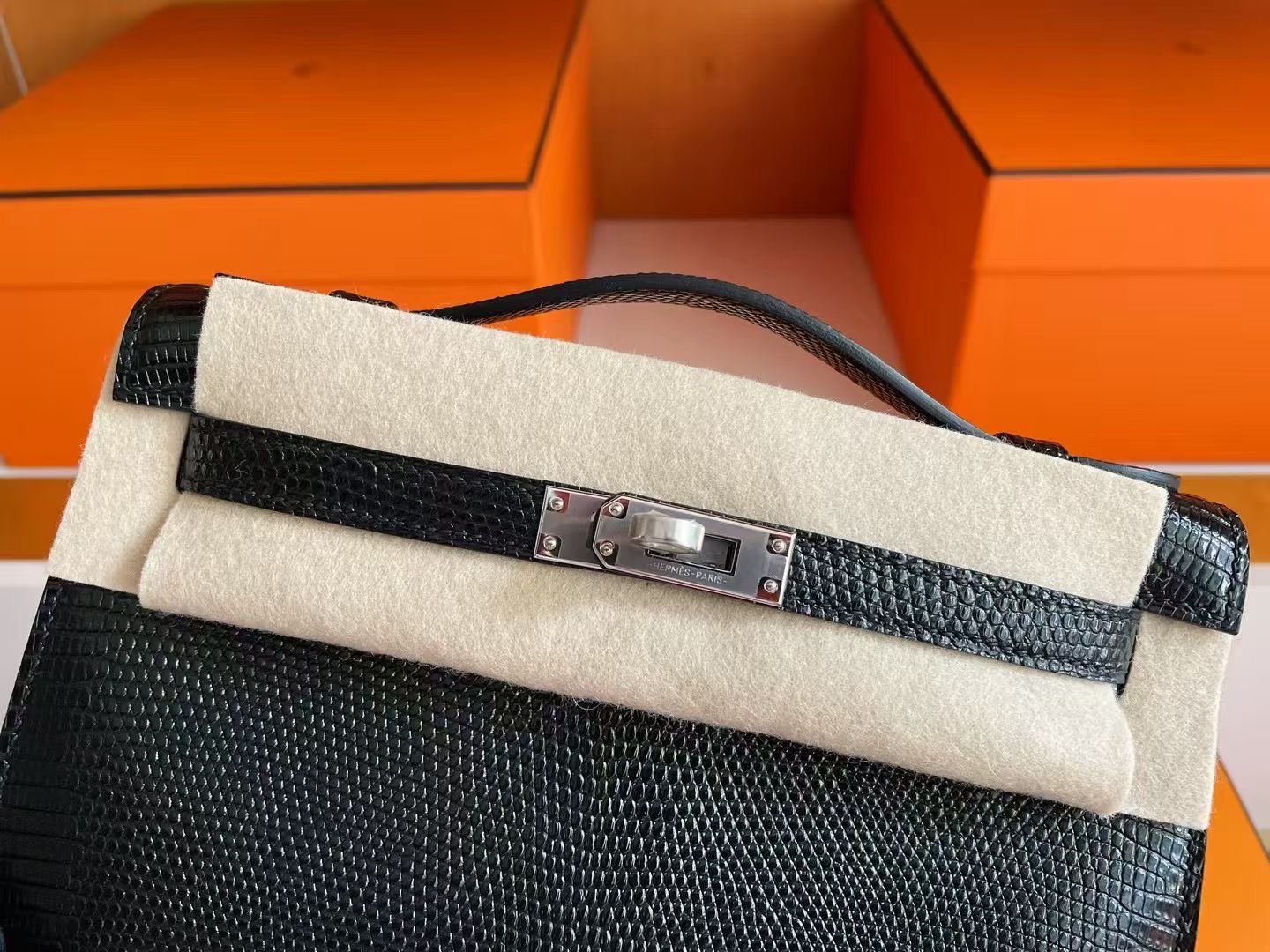 KL Pochette Lizard Ck89 Noir PHW