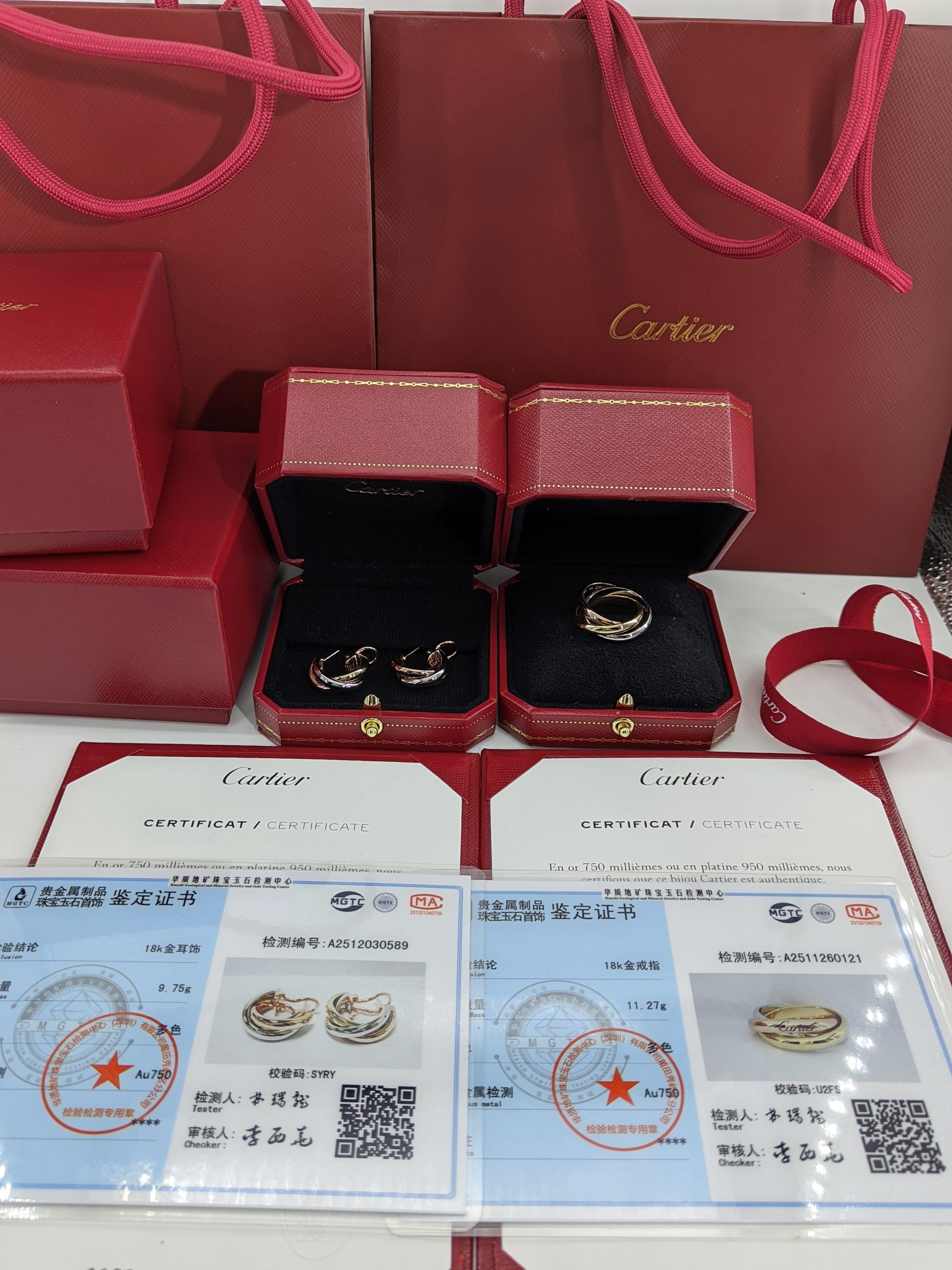 Cartier set ring + earring + necklace 18k gold