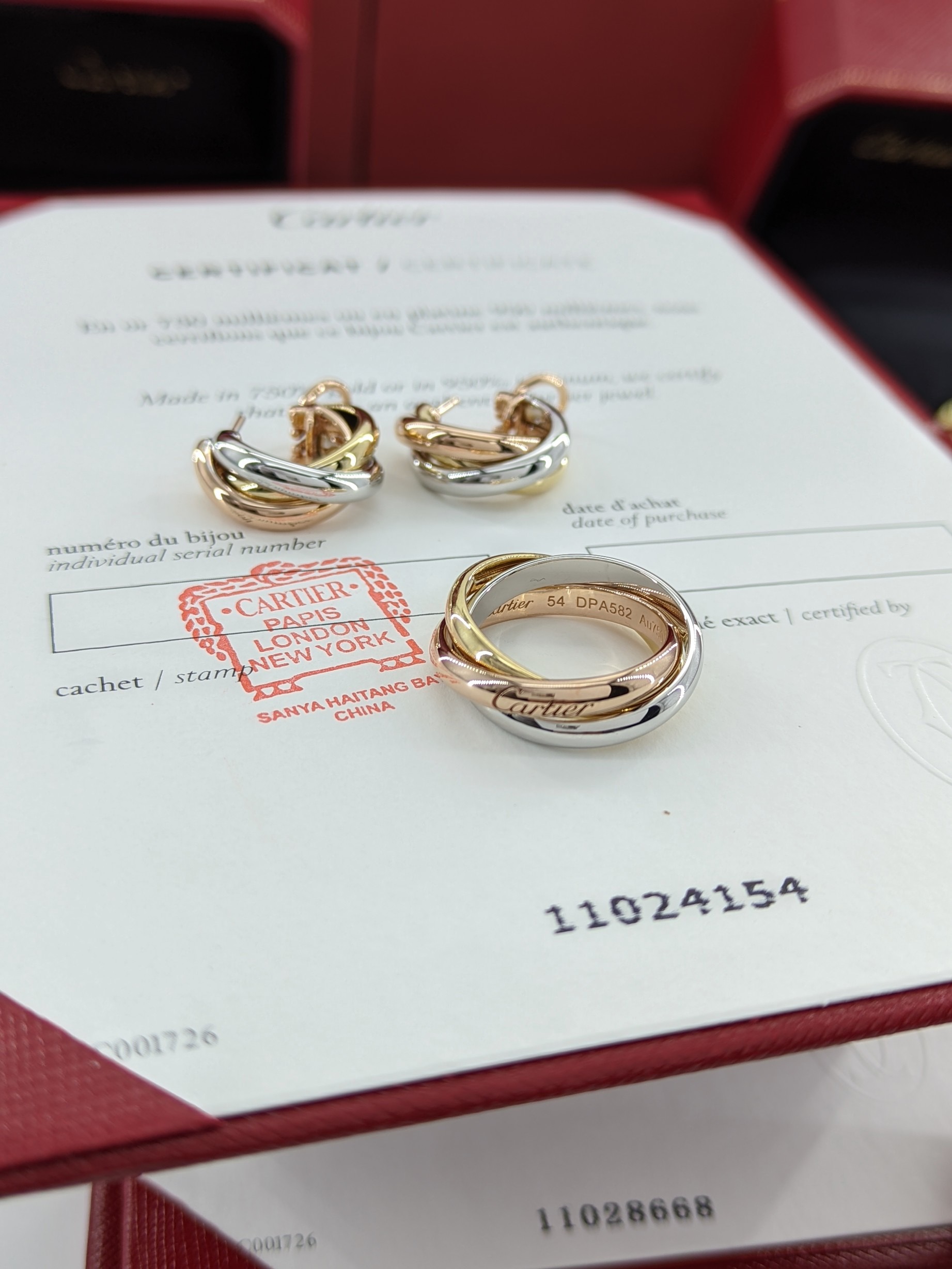 Cartier set ring + earring + necklace 18k gold