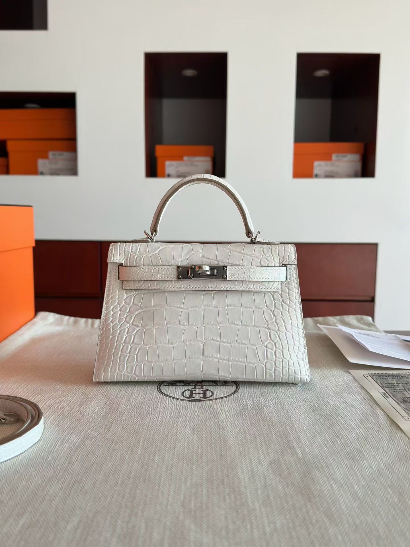 Mini Kelly 二代 alligator 雾面方块美洲鳄🐊 nata 极光鳄鱼 奶油白 银扣 全💖K刻