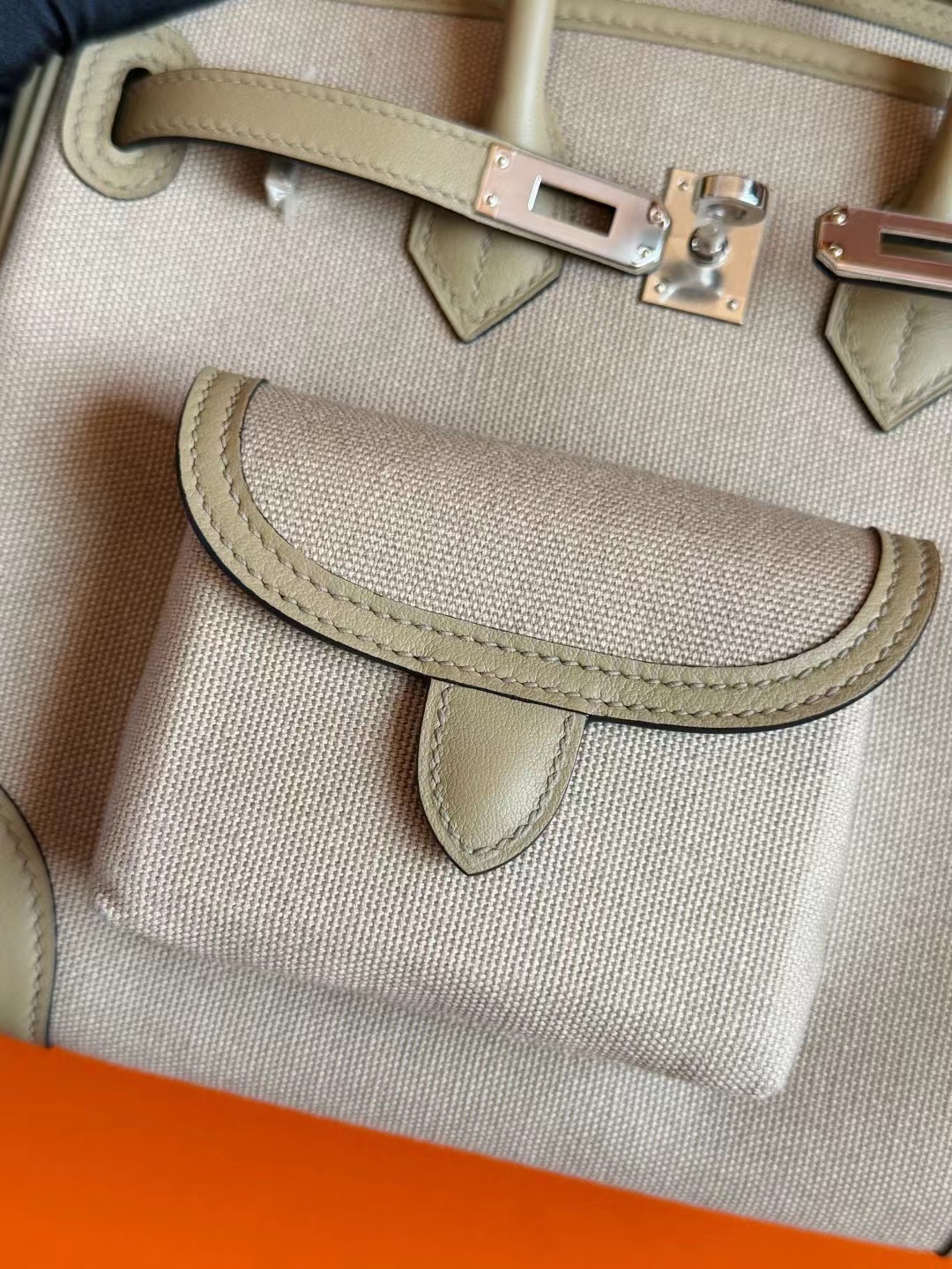 BK25cm cargo 马尔法米色 帆布拼swift皮 银扣 最新K刻