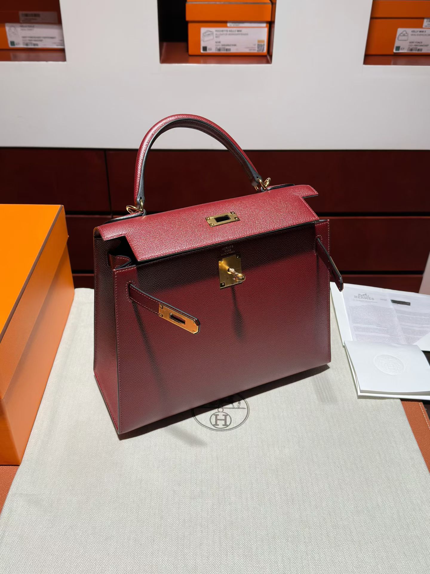 KL28 55 rough H 爱马仕红 epsom 金扣