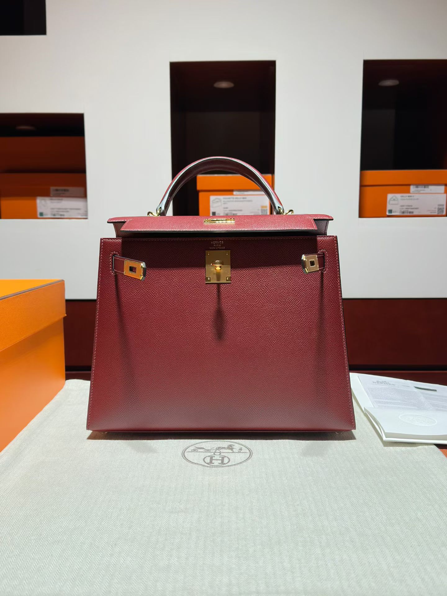 KL28 55 rough H 爱马仕红 epsom 金扣