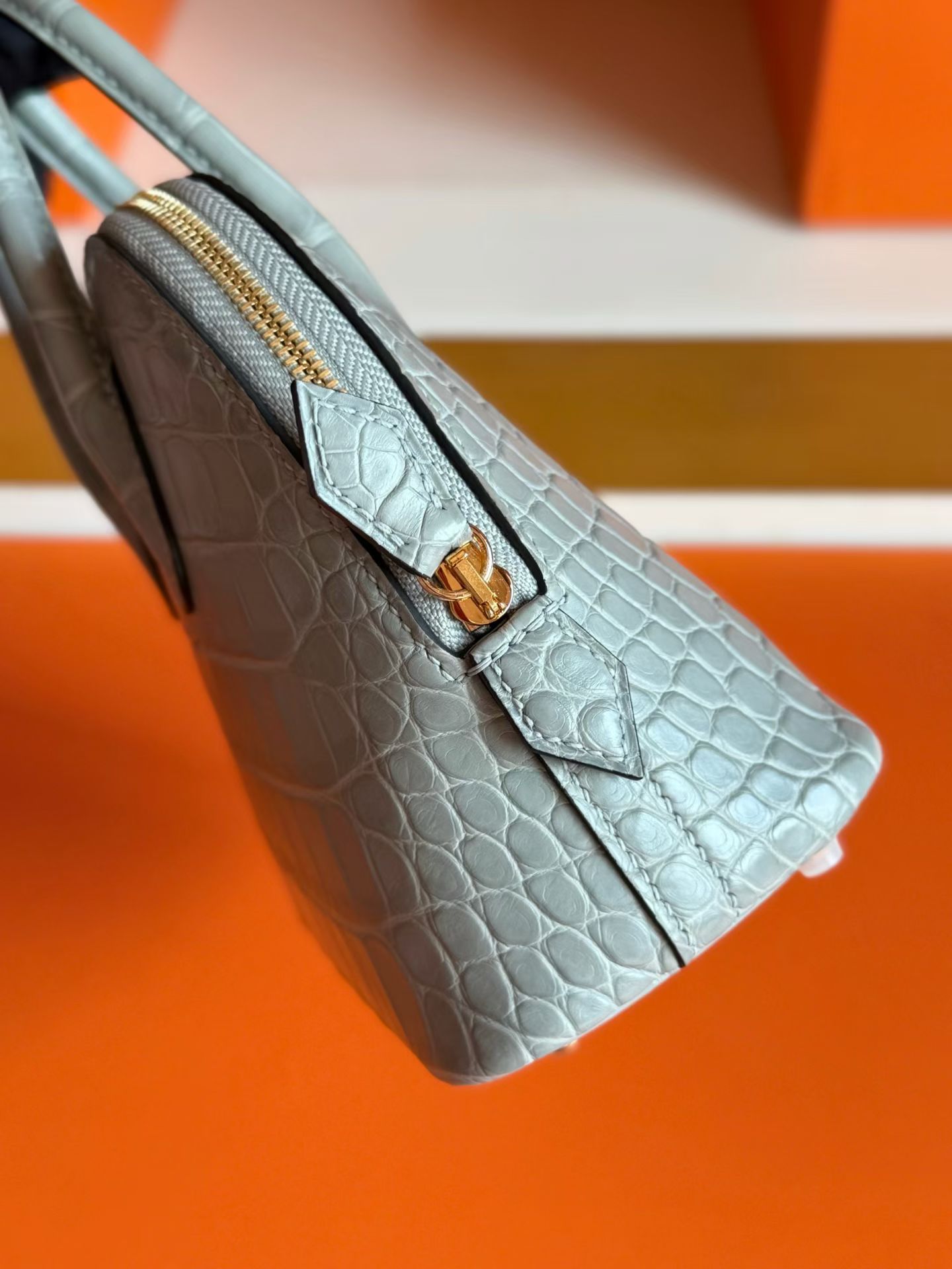 Mini Bolide Alligator雾面方块美洲鳄🐊  0V水晶灰 金扣 Stamp G 低调又大气