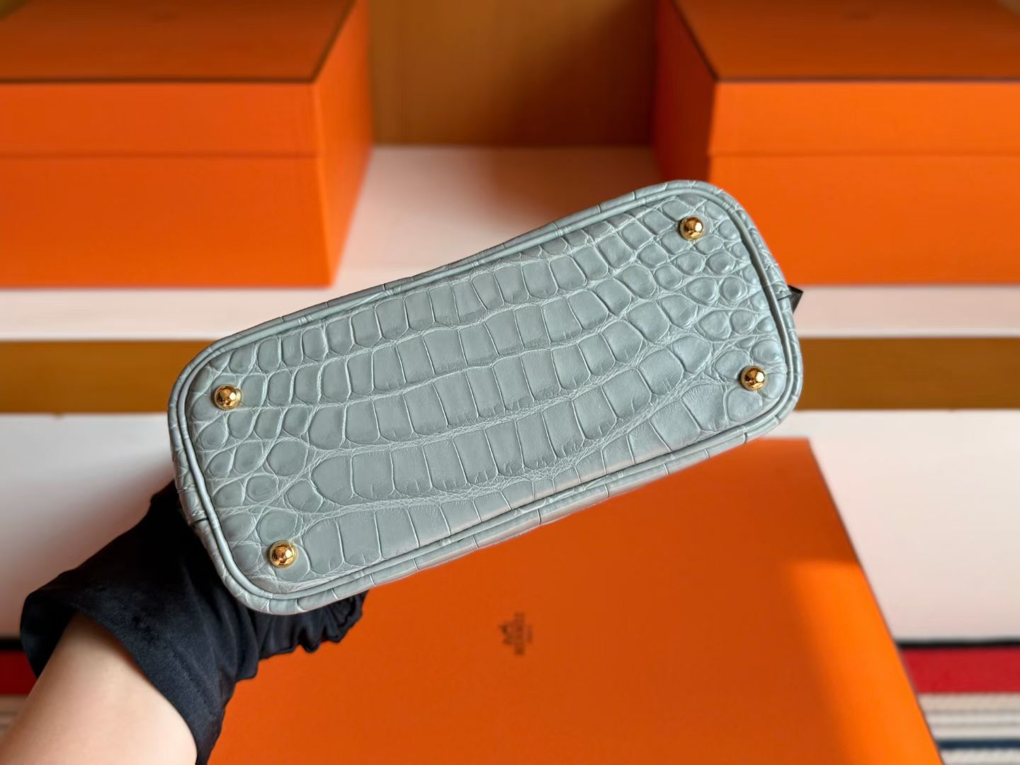 Mini Bolide Alligator雾面方块美洲鳄🐊  0V水晶灰 金扣 Stamp G 低调又大气