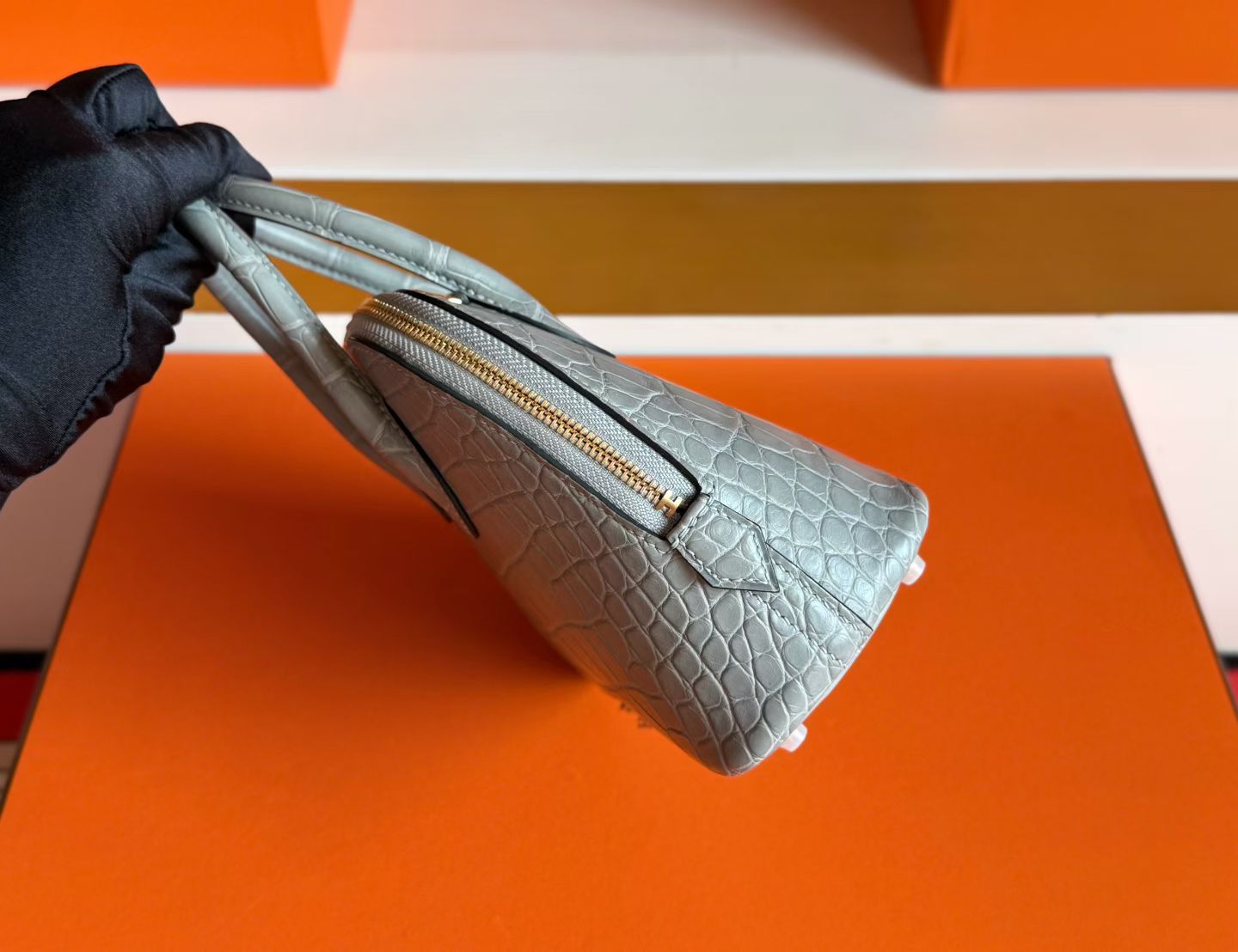 Mini Bolide Alligator雾面方块美洲鳄🐊  0V水晶灰 金扣 Stamp G 低调又大气