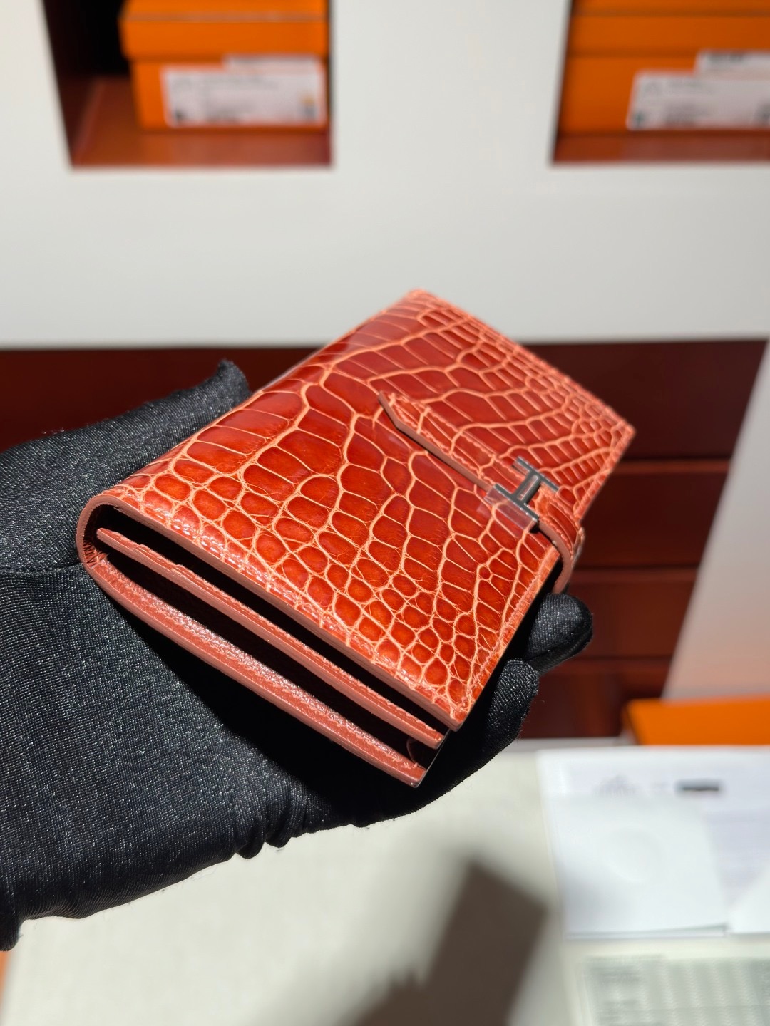 H Bean Wallet Crocodile
