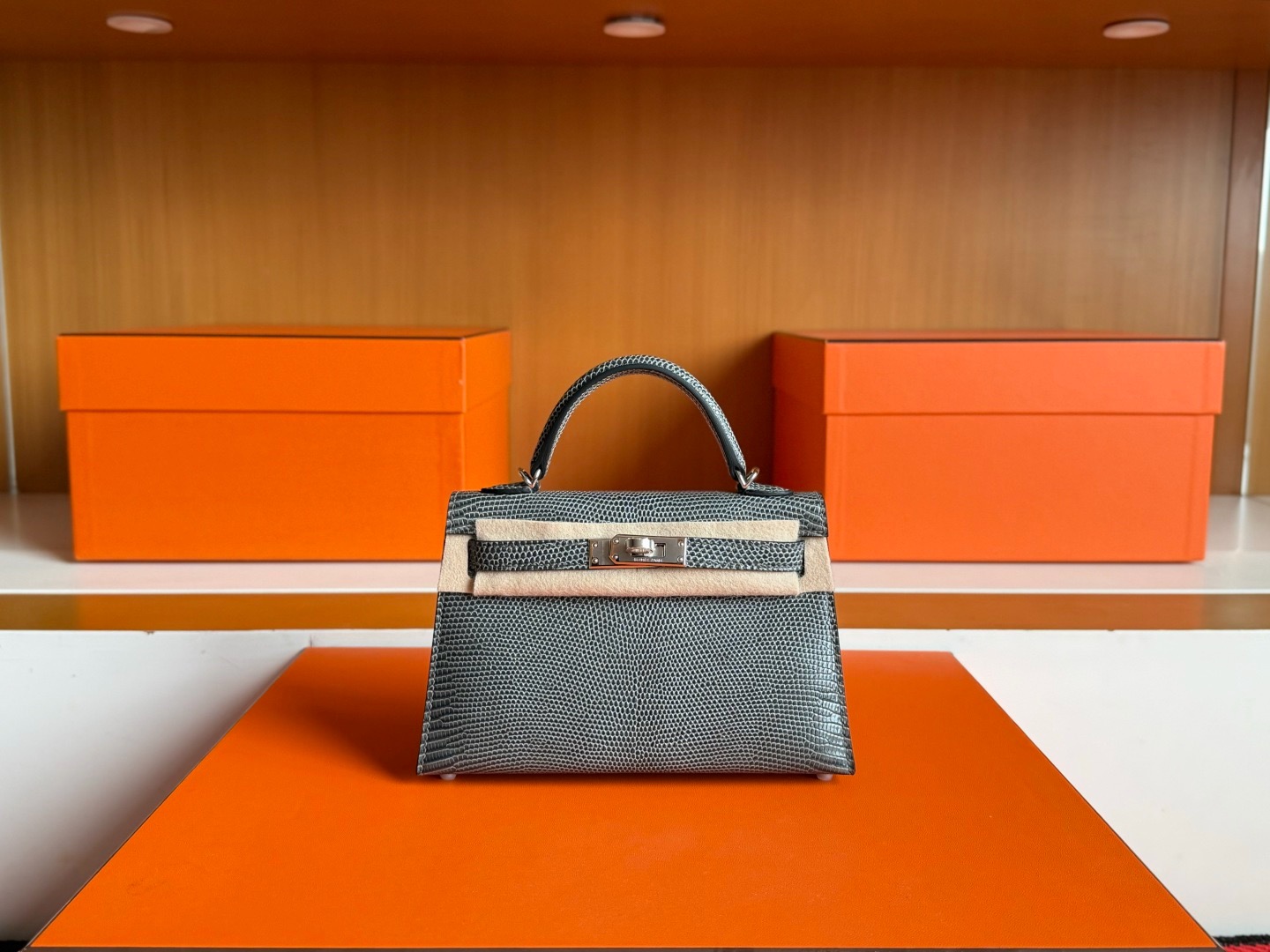 Mini KL2 Lizard Leather CK84 Gris Fonce