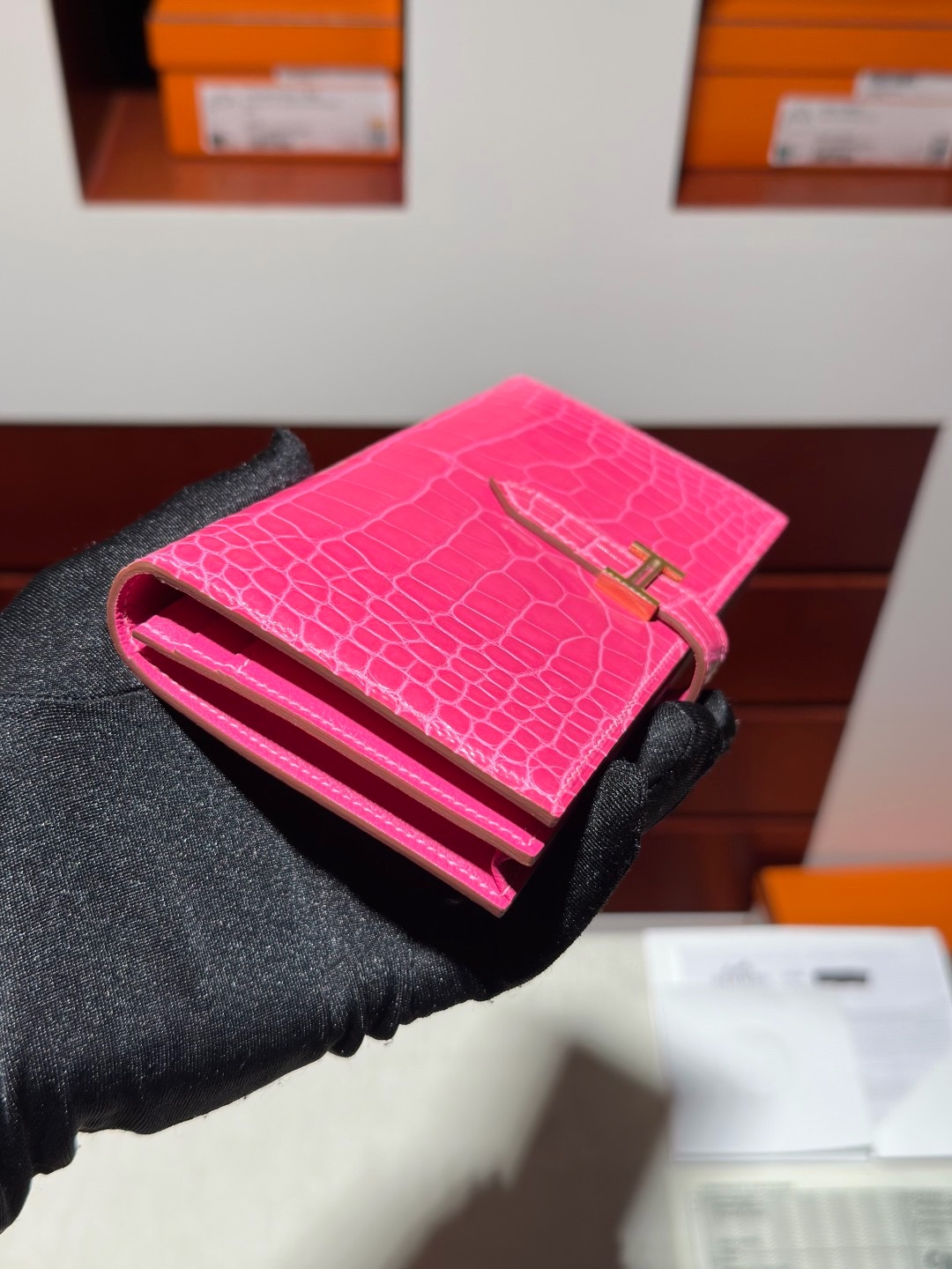 H Bean Wallet Crocodile