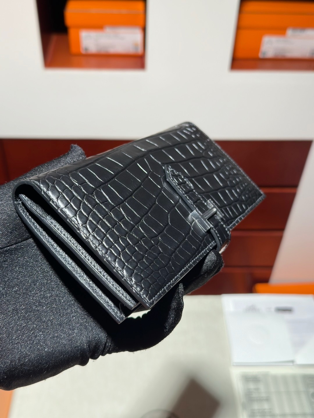 H Bean Wallet Crocodile
