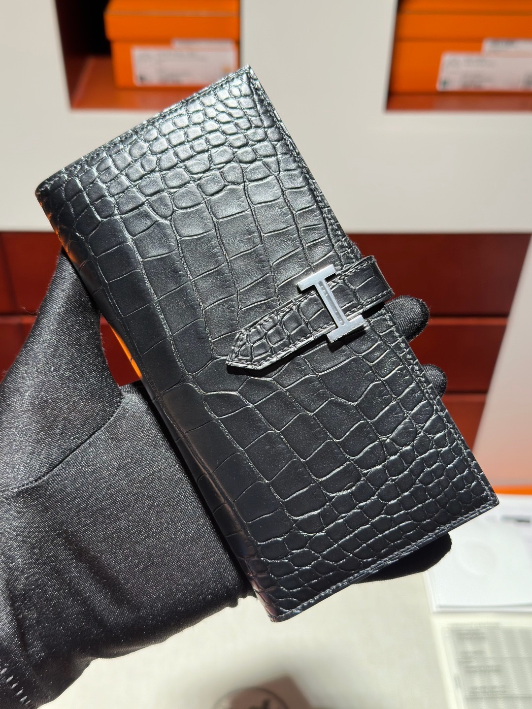 H Bean Wallet Crocodile