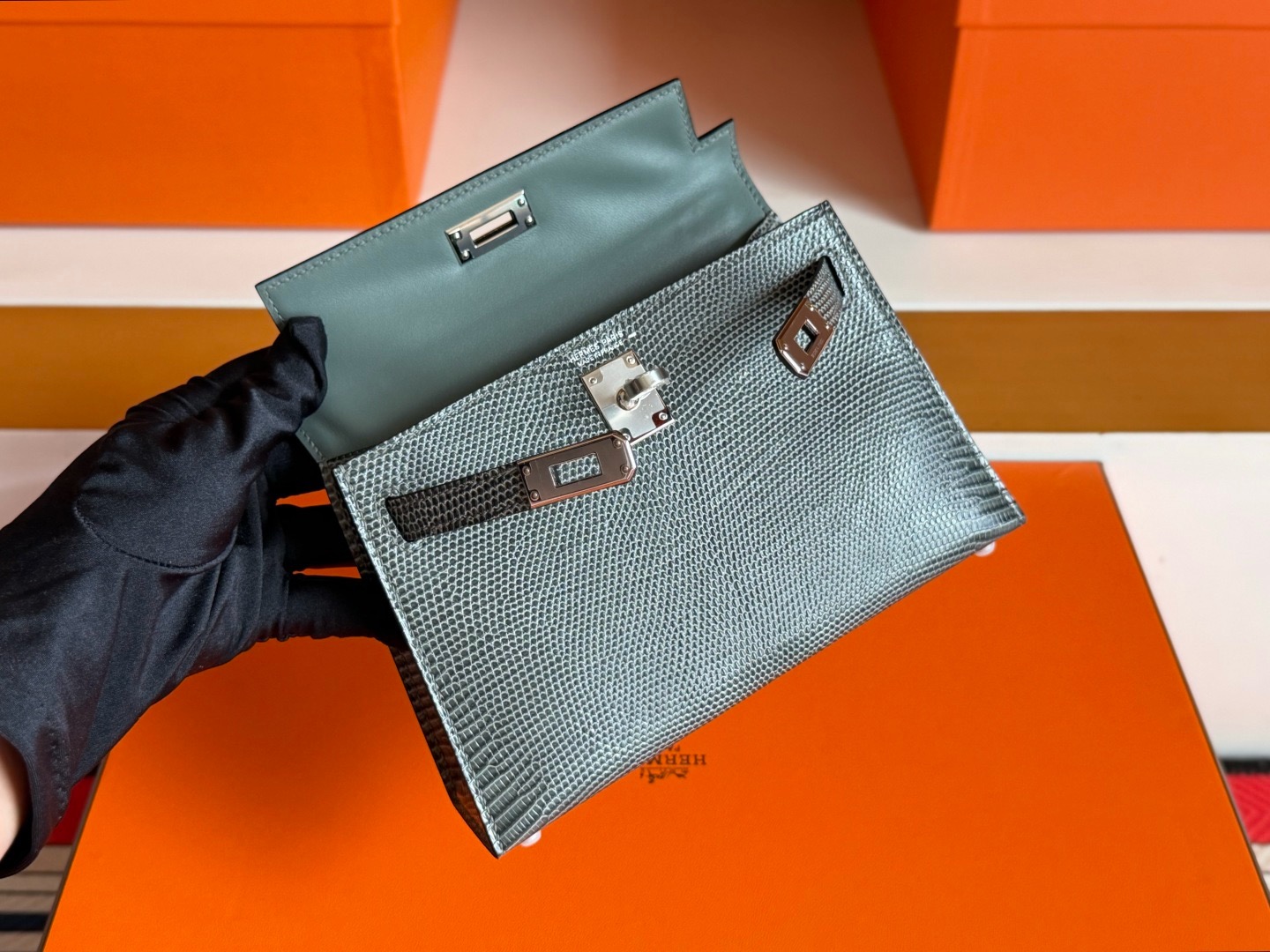 Mini KL2 Lizard Leather CK84 Gris Fonce