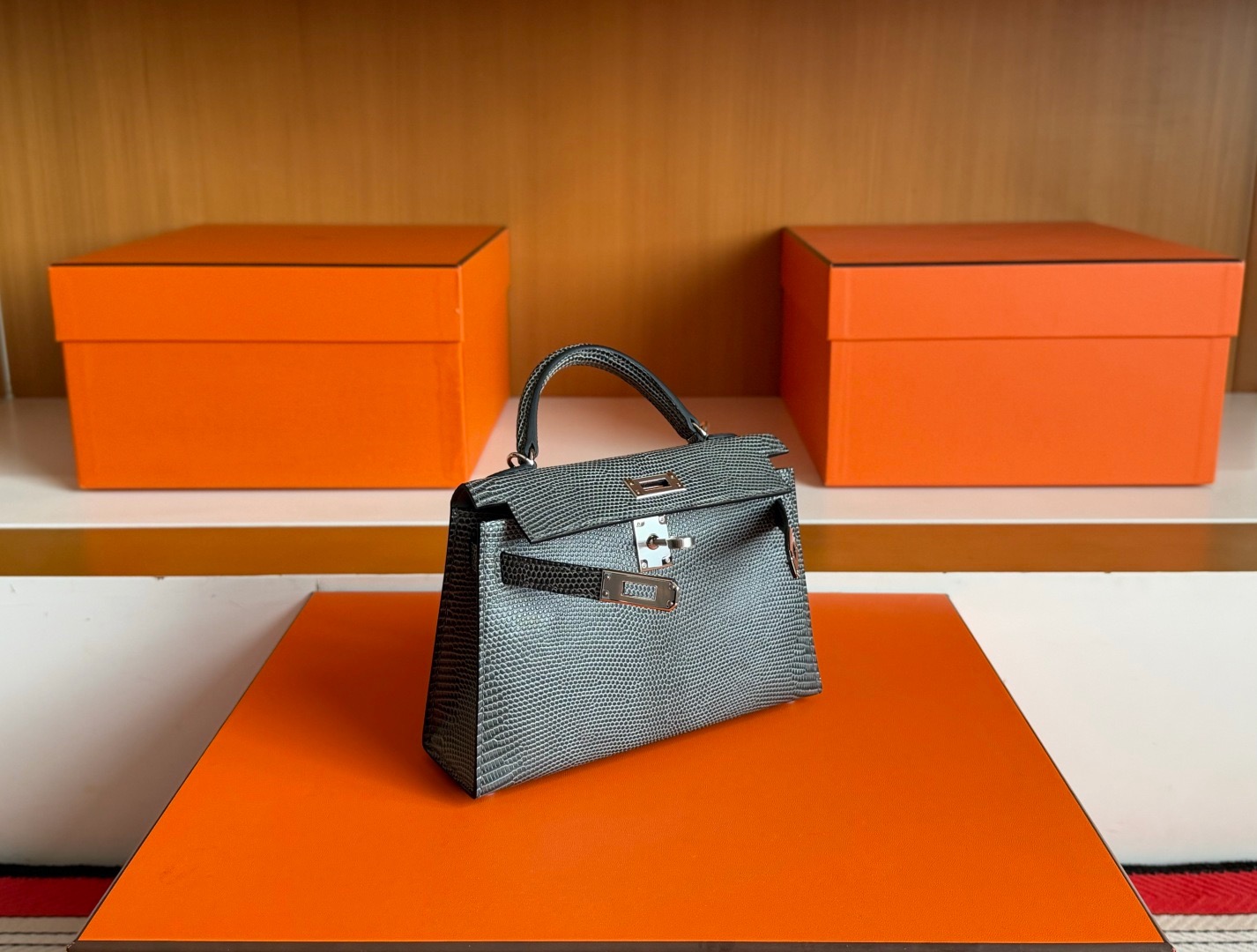 Mini KL2 Lizard Leather CK84 Gris Fonce