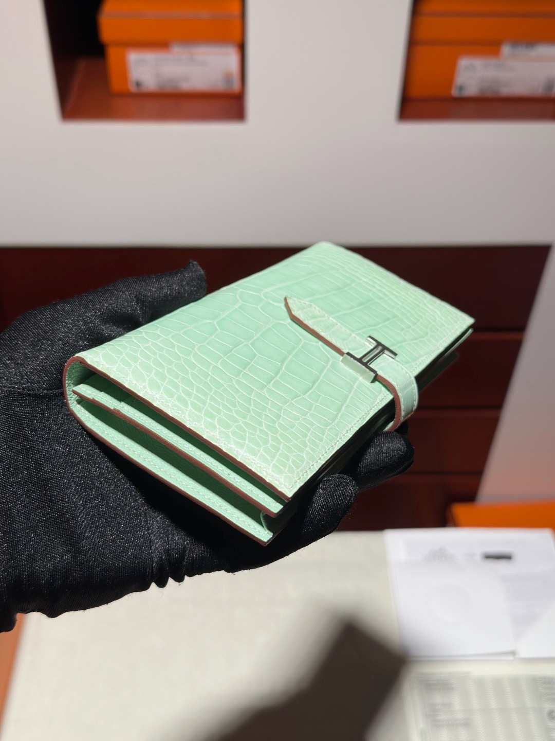 H Bean Wallet Crocodile