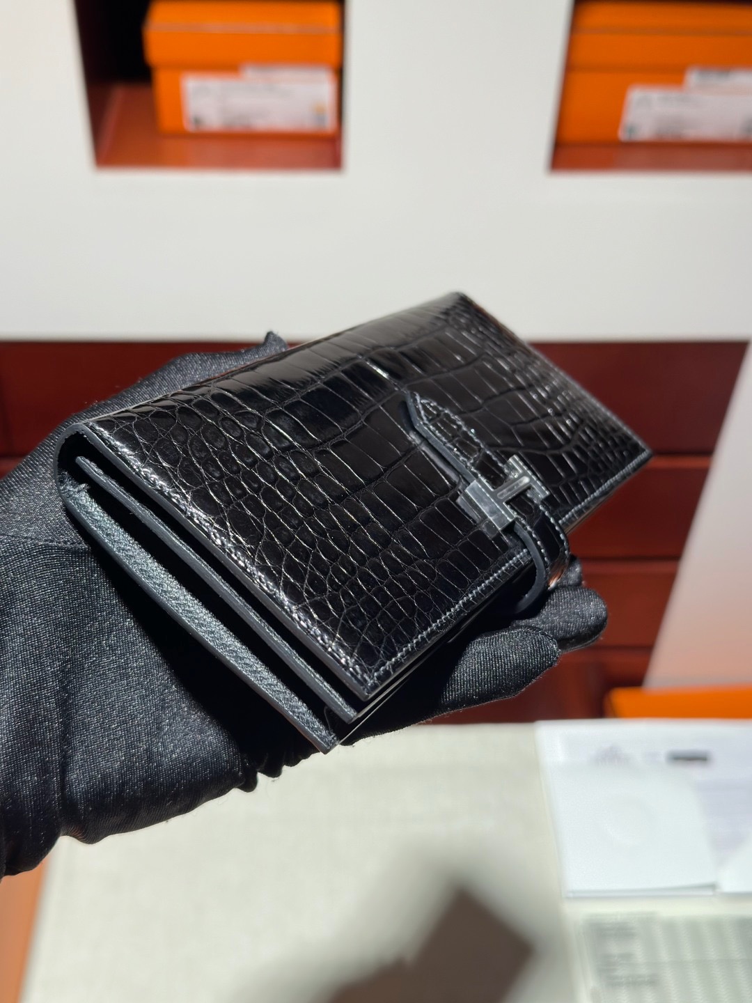 H Bean Wallet Crocodile