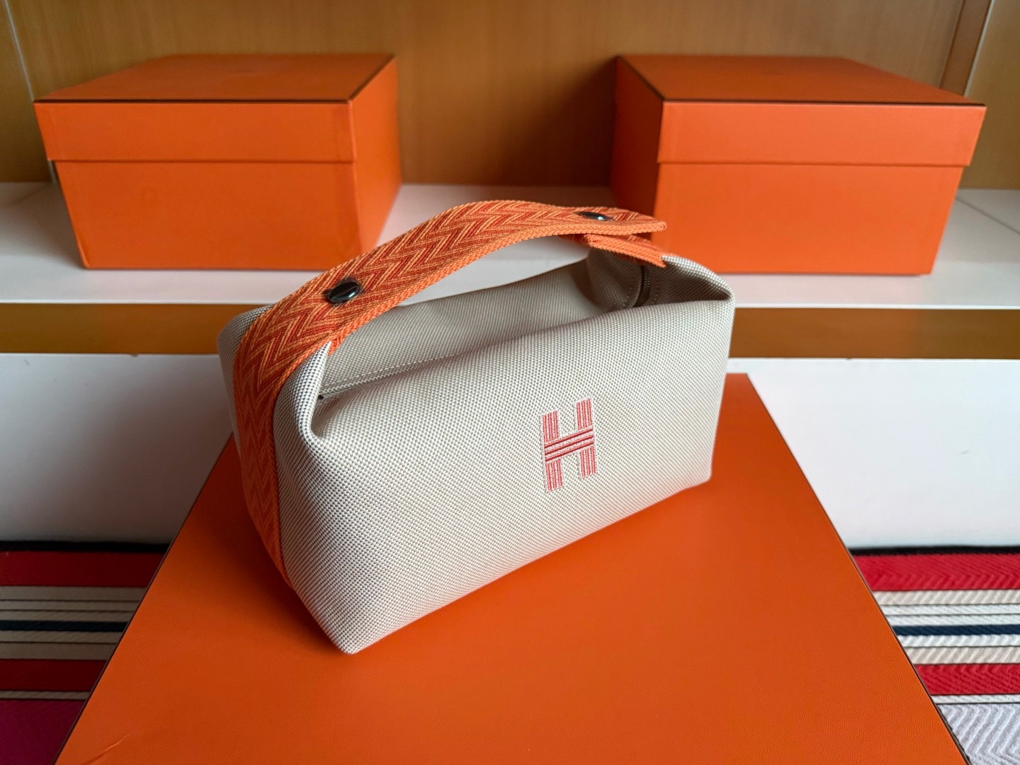 H Bride-a-brac 餐盒包 帆布橘米色